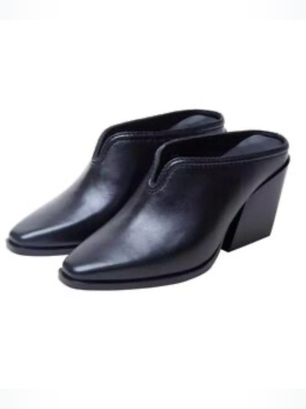 Linea Paola black Leather Slip on Mules Size 8M